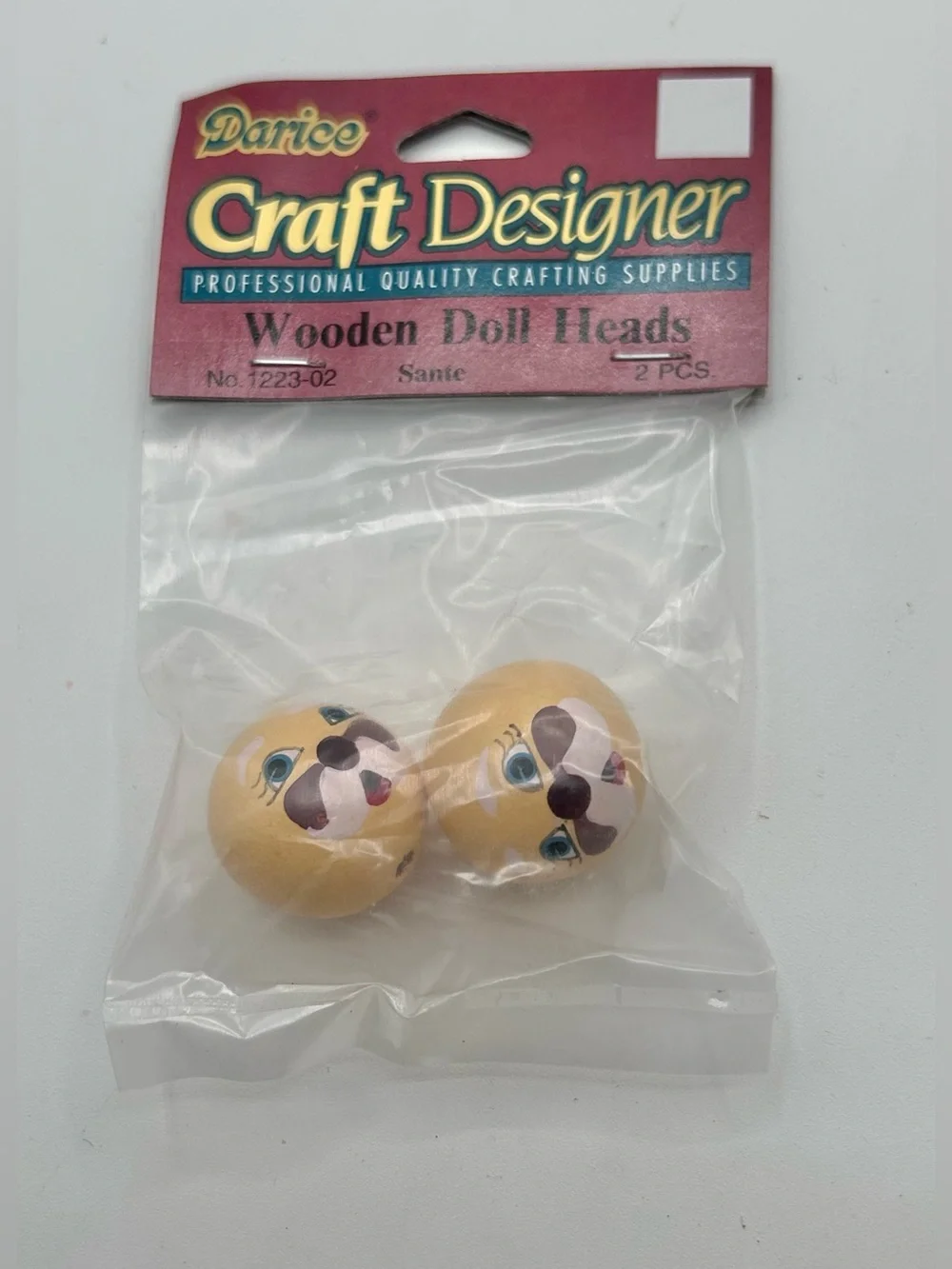 Darice Craft Designer Santa Claus Wooden Doll Head Painted Face 2 Piece New